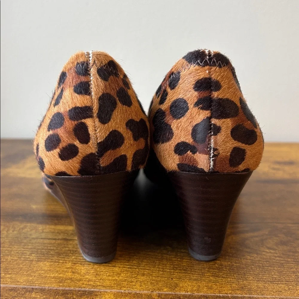 Tory Burch Animal Print wedges with Gold Emblem